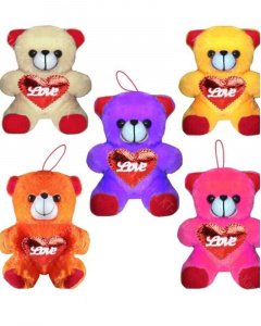 Small Five Cute Teddy Bear Love Friends pink brown blue yellow - 12 cm  (Pink, White, Purple, Brown, Yellow)