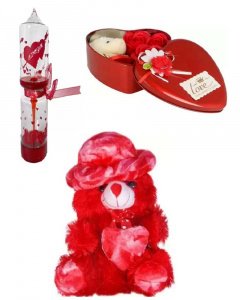 Cute and sweet gift in valentine /love meter and red rose teddy and red heart box   for your girlfriend or boy friend multicolor