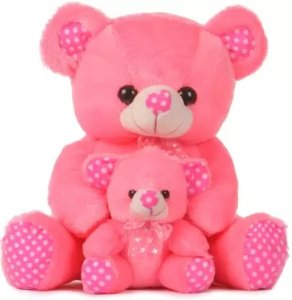 Collection pink Teddy mother baby - 40 cm  (Pink)
