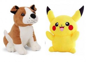 Very Stylish Plush and Adorable Bull Dog And Pikachu - 22 cm (Multicolor)