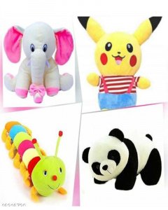 Sitting Elephant,Clother Pikachu,Panda & Unicorn Toy for kids children & girls playing teddy bear in size of 22 cm long - 22 cm (Multicolor)
