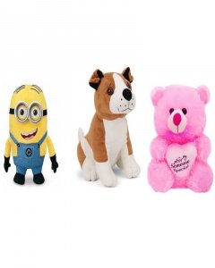 Bull Dog , Teddy Pink And Minion Plush Plush Soft Toy Cute Kids Birthday Animal Baby Boys\/Girls