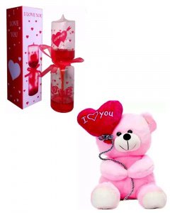 sweet gift in valentine \/ love metter and balloon teddy for your girlfriend or boy friend multicolor