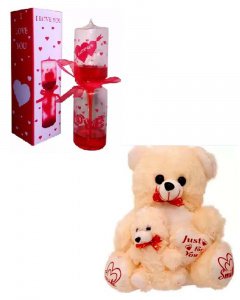 Gift in valentine \/ love meter and butter baby teddy for your girlfriend or boy friend multicolor
