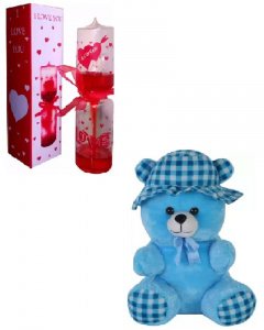 Cute and sweet gift in valentine \/ love meter and blue teddy for your girlfriend or boy friend multicolor