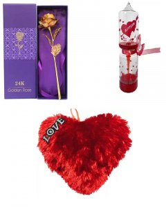 Cute and sweet gift in valentine \/golden rose and heart pillow and love meter for your girlfriend or boy friend multicolor