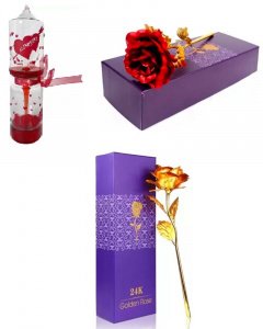 Cute and sweet gift in valentine \/love meter and golden and red rose for your girlfriend or boy friend multicolor
