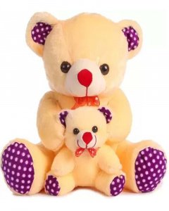Cream Mother with Baby Teddy Bear- 40 cm, Brown (Cream)
