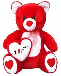 Teddy with I Love You Side Heart, Red (50-cm)