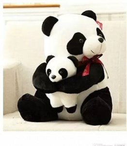 White & Black Panda Teddy Bear - 50cm (Black, White)
