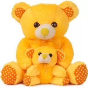 Very Stylish Plush and Adorable Soft Stuffed Yellow Teddy With Baby For Girls, Gift & Decoration (Teddy Bear) - 40cm (Multicolor)