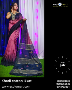Khadi cotton Ikkat saree