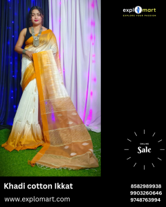 Khadi cotton Ikkat saree